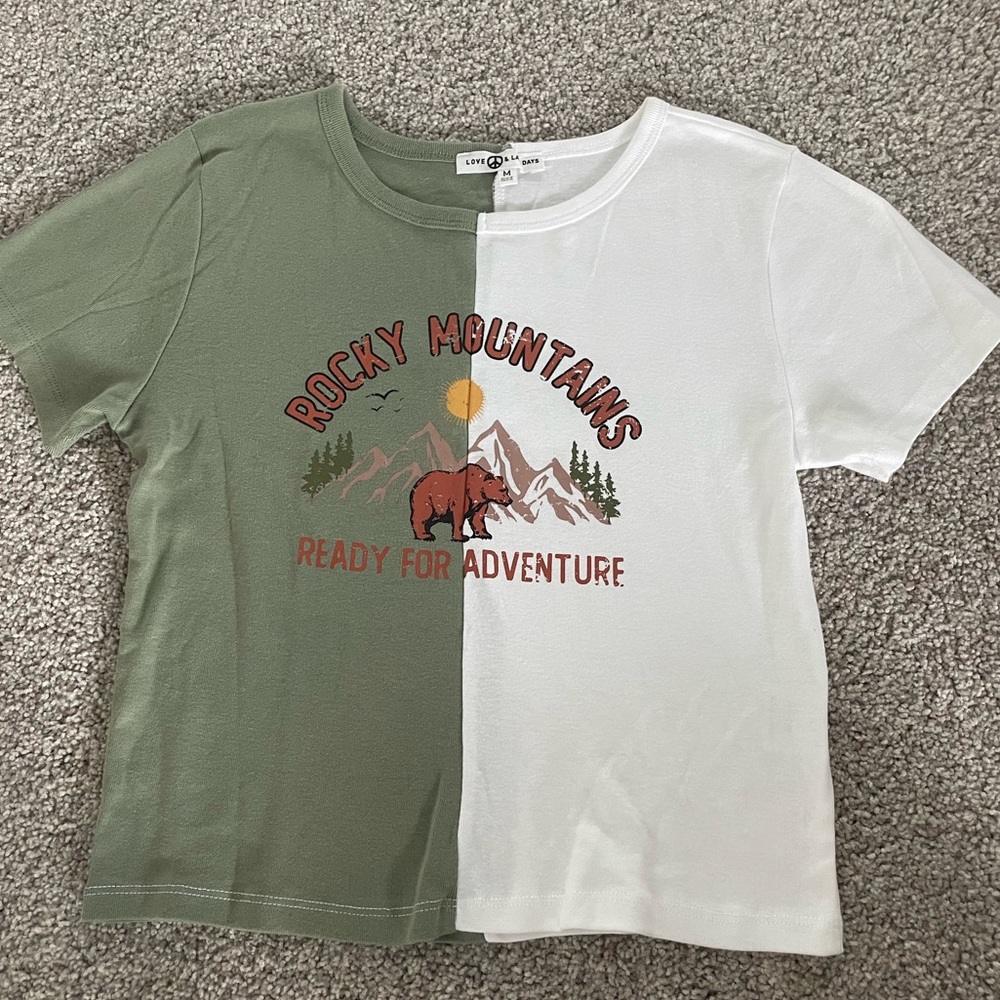 color block rocky mountains tee shirt